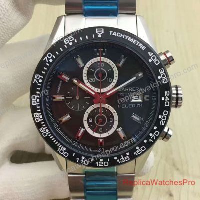 Fake Tag Heuer Carrera Heuer 01 Watch Stainless Steel Black Chronograph